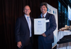 AFA NSW Chair, Jeff Thurecht presents Marc Bineham with his Board Service Recognition Award